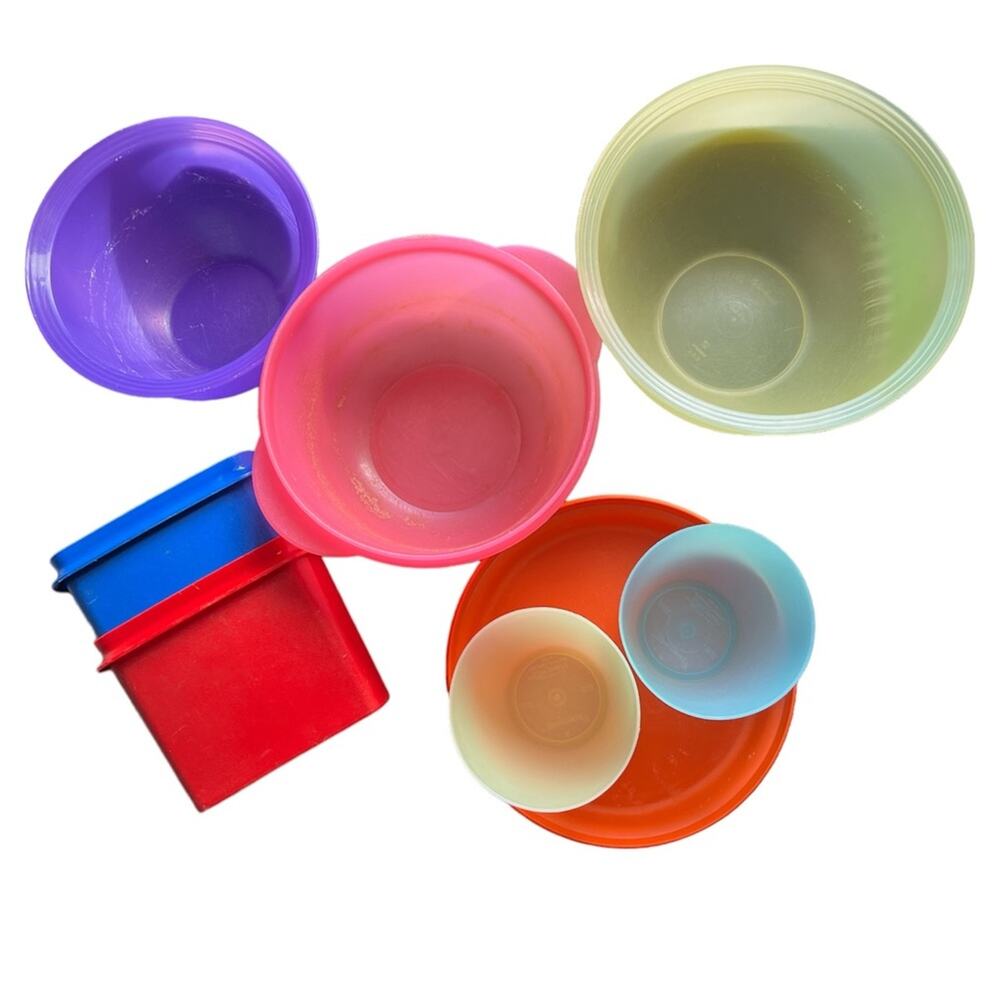 Tupperware | Colorful Vintage Food Storage Mixing Bowls Containers Lot